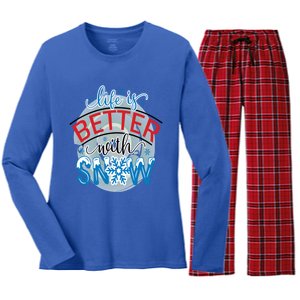 Life Is Better With Snow Gift Women's Long Sleeve Flannel Pajama Set 