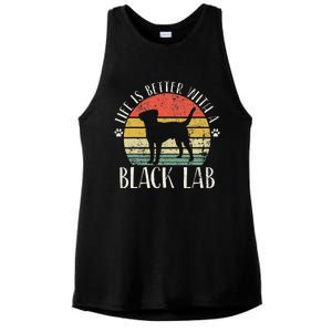 Life is Better with Labrador Retro Golden Black Lab Dad Mom Ladies PosiCharge Tri-Blend Wicking Tank