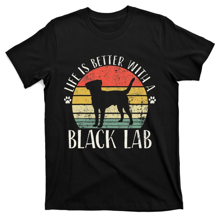 Life is Better with Labrador Retro Golden Black Lab Dad Mom T-Shirt