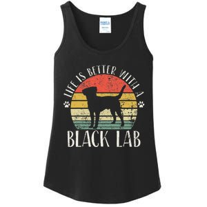 Life is Better with Labrador Retro Golden Black Lab Dad Mom Ladies Essential Tank