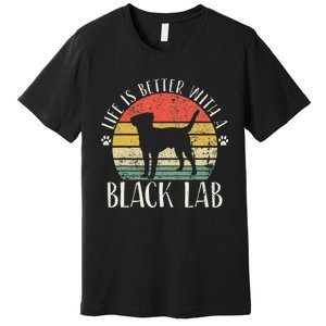 Life is Better with Labrador Retro Golden Black Lab Dad Mom Premium T-Shirt