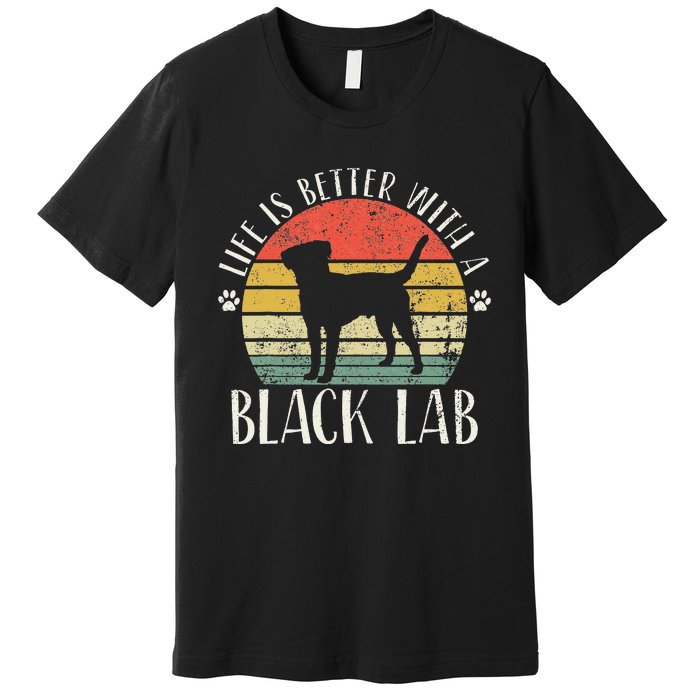 Life is Better with Labrador Retro Golden Black Lab Dad Mom Premium T-Shirt