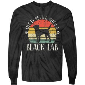 Life is Better with Labrador Retro Golden Black Lab Dad Mom Tie-Dye Long Sleeve Shirt