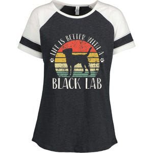 Life is Better with Labrador Retro Golden Black Lab Dad Mom Enza Ladies Jersey Colorblock Tee