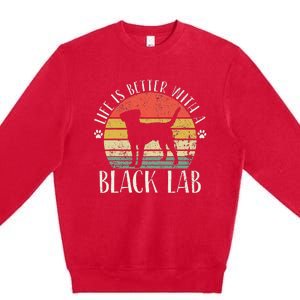 Life is Better with Labrador Retro Golden Black Lab Dad Mom Premium Crewneck Sweatshirt