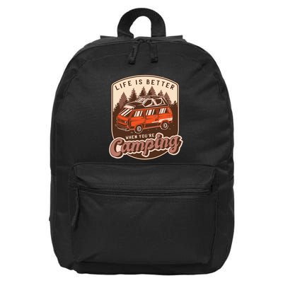 Life Is Better When You're Camping Vintage 16 in Basic Backpack