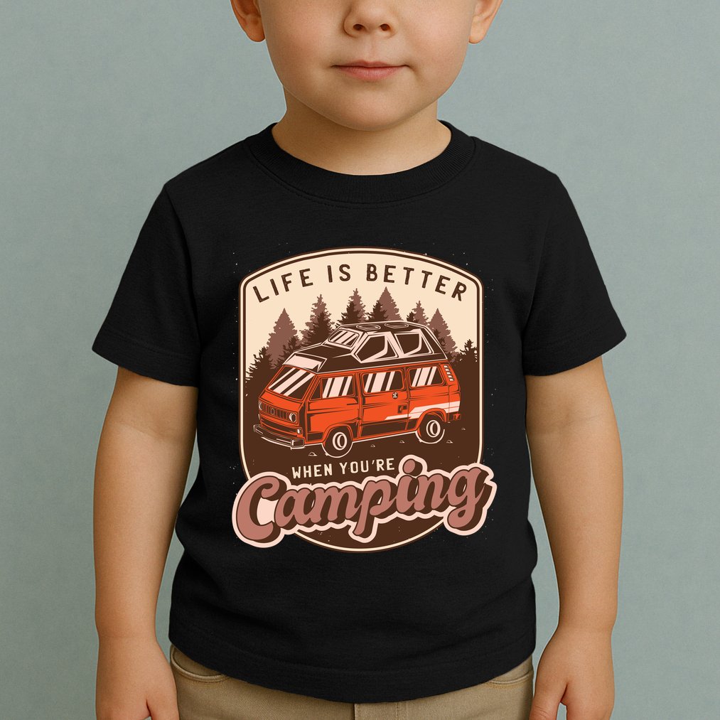 Life Is Better When You're Camping Vintage Toddler T-Shirt