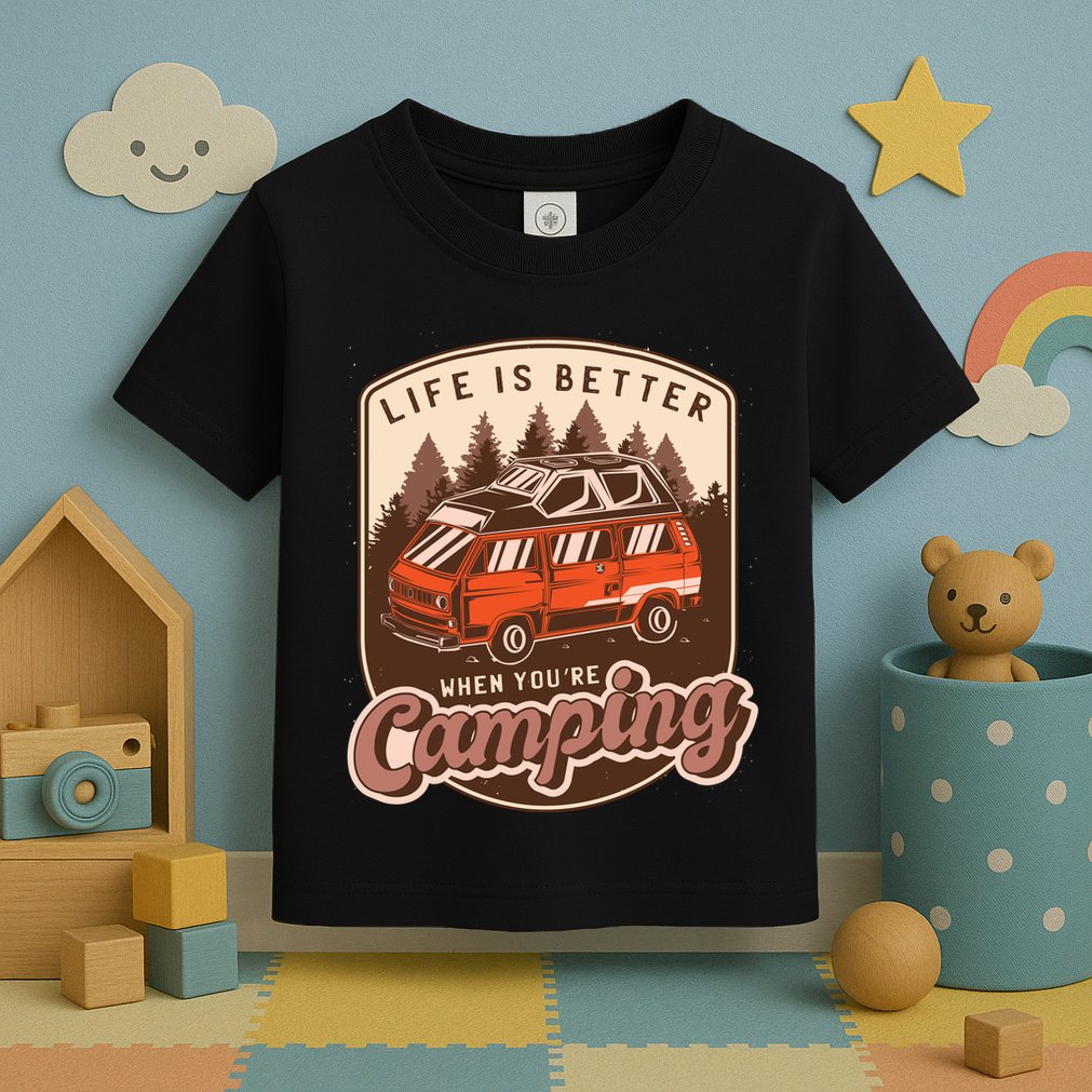 Life Is Better When You're Camping Vintage Toddler T-Shirt
