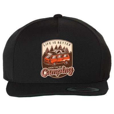 Life Is Better When You're Camping Vintage Wool Snapback Cap