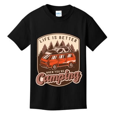 Life Is Better When You're Camping Vintage Kids T-Shirt