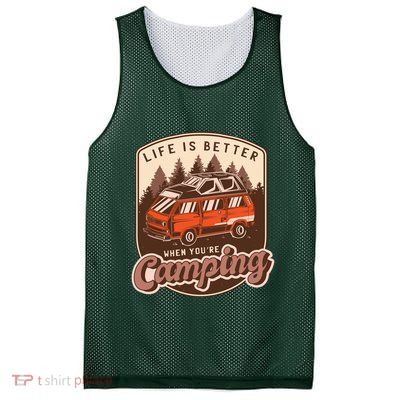 Life Is Better When You're Camping Vintage Mesh Reversible Basketball Jersey Tank