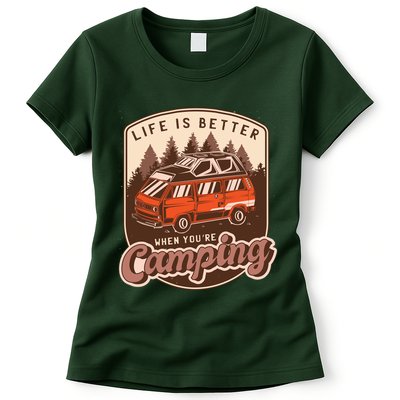 Life Is Better When You're Camping Vintage Womens T-Shirt