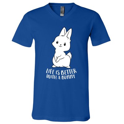 Life Is Better With A Bunny Cute Bunny Rabbit Lover Gift V-Neck T-Shirt