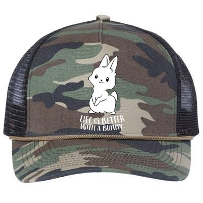 Life Is Better With A Bunny Cute Bunny Rabbit Lover Gift Retro Rope Trucker Hat Cap