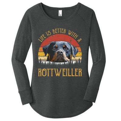 Life Is Better With A Rottweiler Dog Lover Gift Women's Perfect Tri Tunic Long Sleeve Shirt