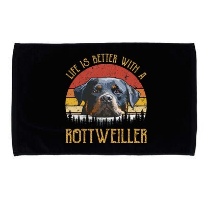 Life Is Better With A Rottweiler Dog Lover Gift Microfiber Hand Towel