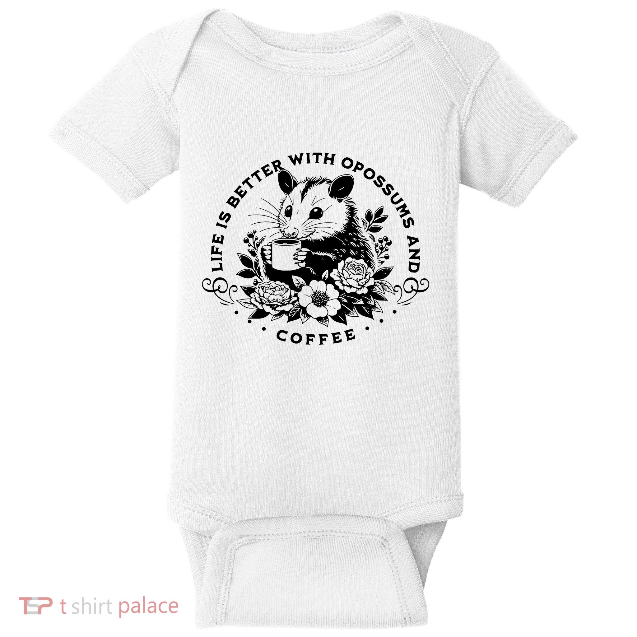 Life Is Better With Opossum And Coffee Baby Bodysuit