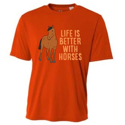 Life Is Better With Horses Funny Horseback Riding Cute Gift Cooling Performance Crew T-Shirt