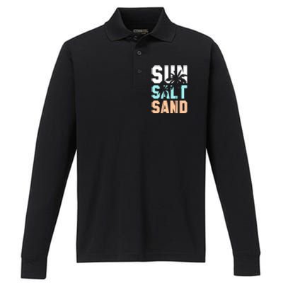 Life Is Better At The Beach Vacation Sun Salt Sand Performance Long Sleeve Polo