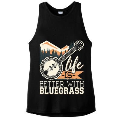 Life Is Better With Bluegrass Banjo Player Musician Ladies PosiCharge Tri-Blend Wicking Tank