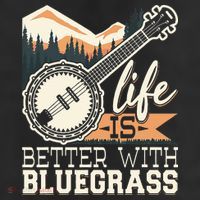 Life Is Better With Bluegrass Banjo Player Musician 7 Panel Mesh Trucker Snapback Hat