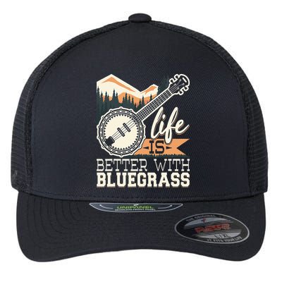 Life Is Better With Bluegrass Banjo Player Musician Flexfit Unipanel Trucker Cap