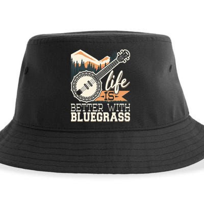 Life Is Better With Bluegrass Banjo Player Musician Sustainable Bucket Hat