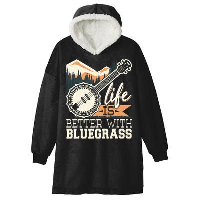 Life Is Better With Bluegrass Banjo Player Musician Hooded Wearable Blanket