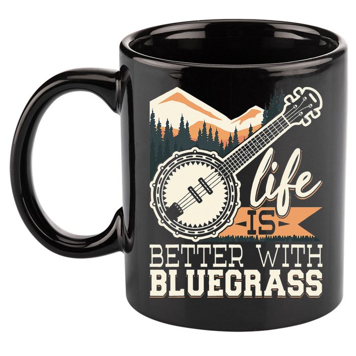 Life Is Better With Bluegrass Banjo Player Musician 11oz C Handle Ceramic Mug