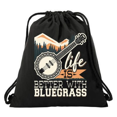 Life Is Better With Bluegrass Banjo Player Musician Drawstring Bag