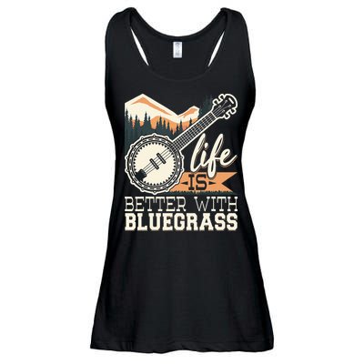 Life Is Better With Bluegrass Banjo Player Musician Ladies Essential Flowy Tank