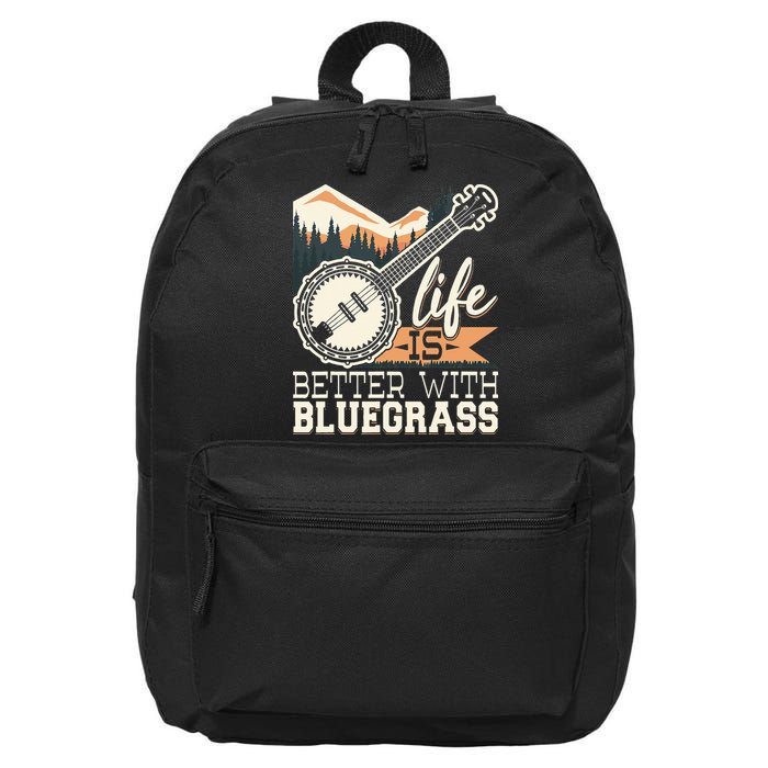 Life Is Better With Bluegrass Banjo Player Musician 16 in Basic Backpack