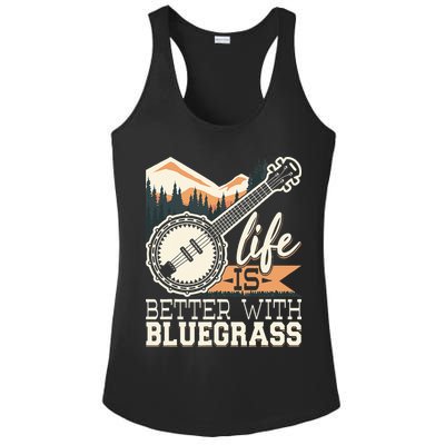Life Is Better With Bluegrass Banjo Player Musician Ladies PosiCharge Competitor Racerback Tank