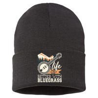 Life Is Better With Bluegrass Banjo Player Musician Sustainable Knit Beanie