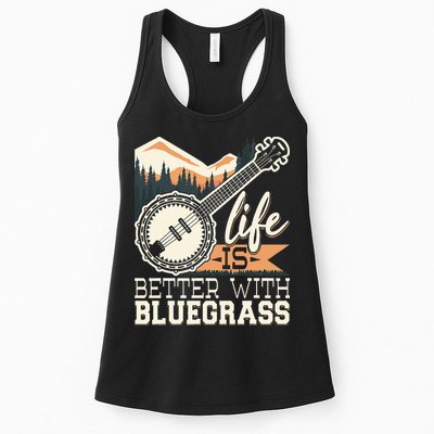 Life Is Better With Bluegrass Banjo Player Musician Womens Tank Top