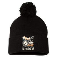 Life Is Better With Bluegrass Banjo Player Musician Pom Pom 12in Knit Beanie