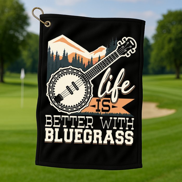 Life Is Better With Bluegrass Banjo Player Musician Golf Towel
