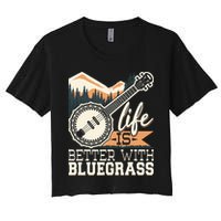 Life Is Better With Bluegrass Banjo Player Musician Crop Top