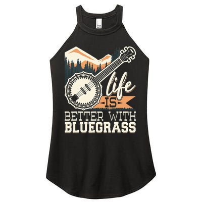Life Is Better With Bluegrass Banjo Player Musician Women's Perfect Tri Rocker Tank