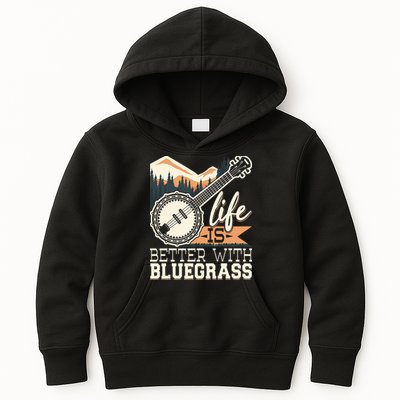 Life Is Better With Bluegrass Banjo Player Musician Kids Hoodie