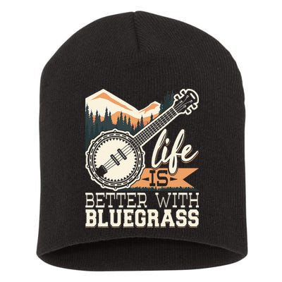 Life Is Better With Bluegrass Banjo Player Musician Short Acrylic Beanie