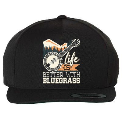 Life Is Better With Bluegrass Banjo Player Musician Wool Snapback Cap