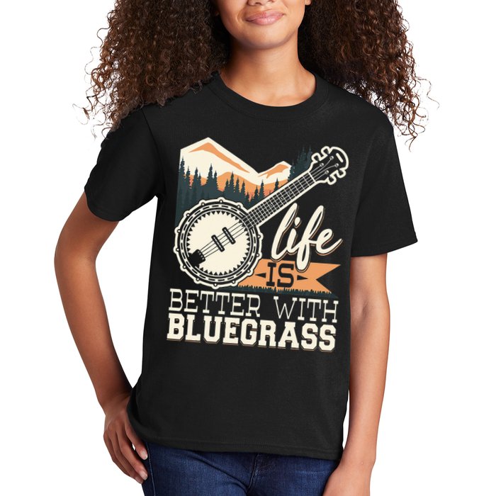 Life Is Better With Bluegrass Banjo Player Musician Kids T-Shirt