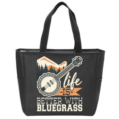 Life Is Better With Bluegrass Banjo Player Musician Zip Tote Bag