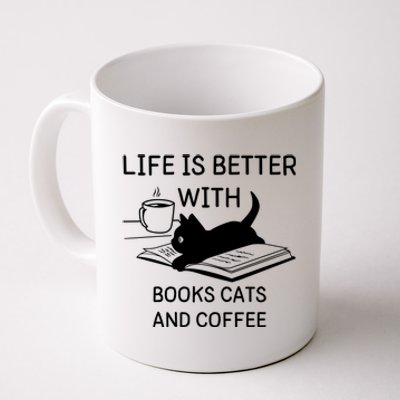 Life Is Better With Books Cats And Coffee Coffee Mug