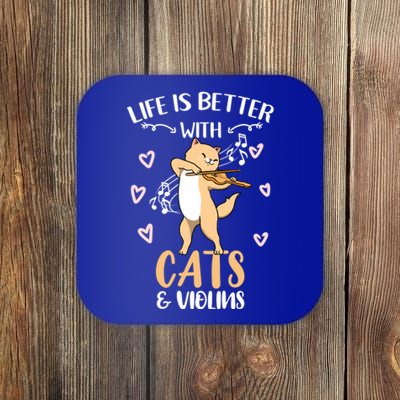 Life Is Better With Cats And Violins Cool Gift Coaster