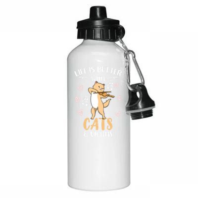 Life Is Better With Cats And Violins Cool Gift Aluminum Water Bottle