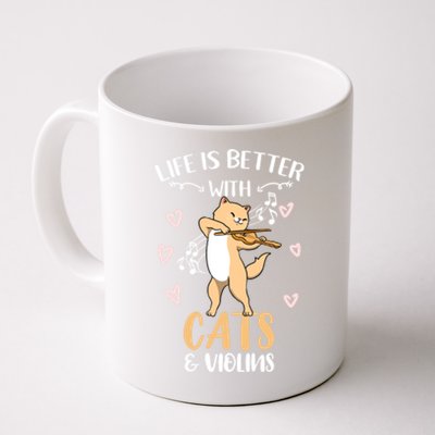 Life Is Better With Cats And Violins Cool Gift Coffee Mug