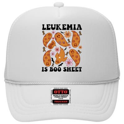 Leukemia Is Boo Sheet Leukemia Cancer Awareness High Crown Mesh Back Trucker Hat