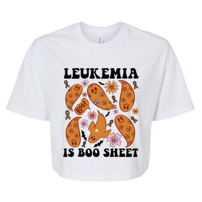 Leukemia Is Boo Sheet Leukemia Cancer Awareness Bella+Canvas Jersey Crop Tee